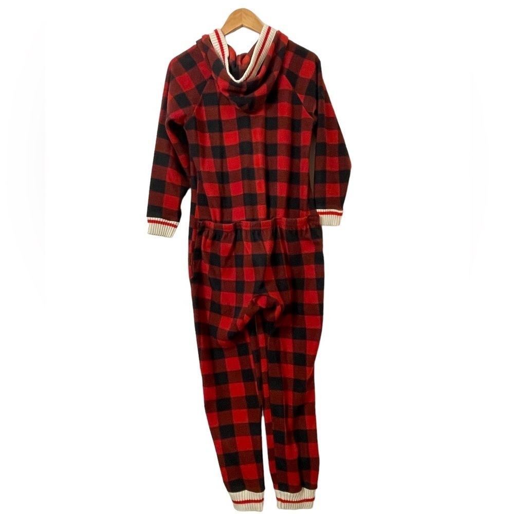 POOK red Buffalo plaid fleece onsie unisex XXS - Picture 5 of 8